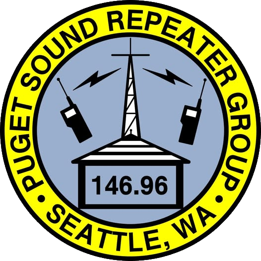 Puget Sound Repeater Group logo featuring the WW7PSR repeater frequency 146.96 MHz